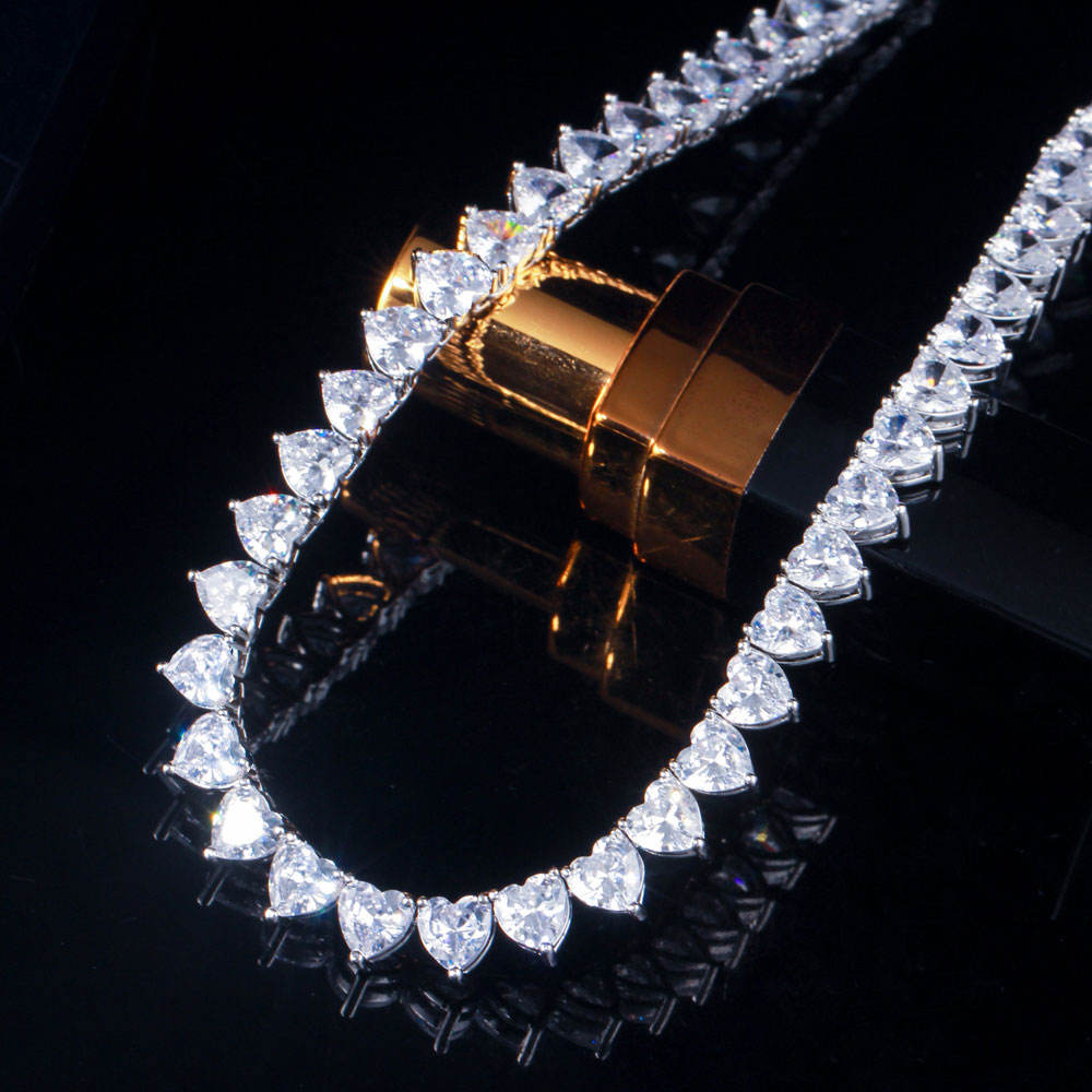 Collier "Cœur de Lumière"  Plaqué Or Blanc