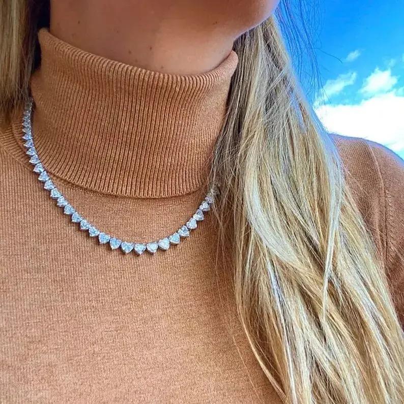 Collier "Cœur de Lumière"  Plaqué Or Blanc