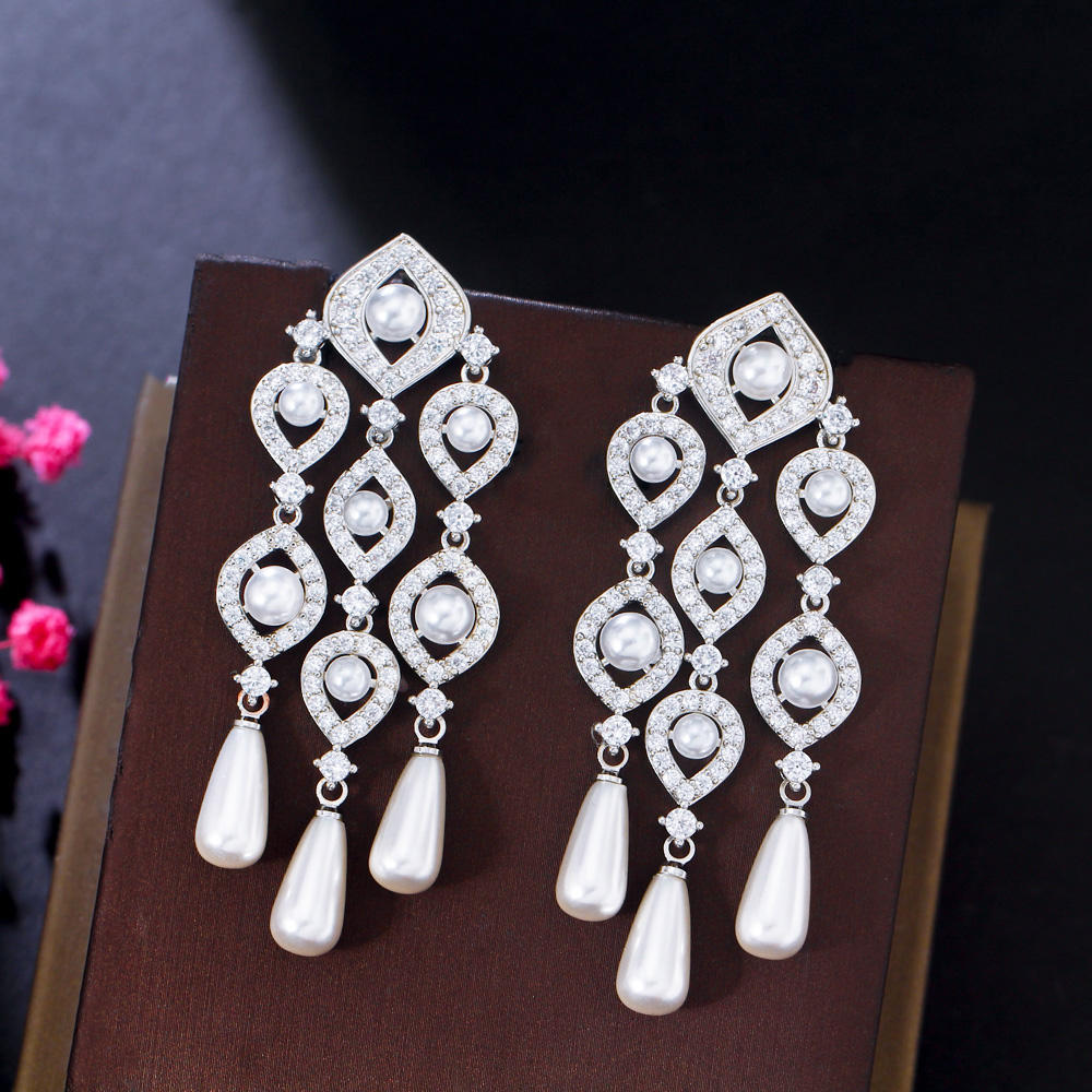 Boucles d'oreilles "Cascade de Perles"