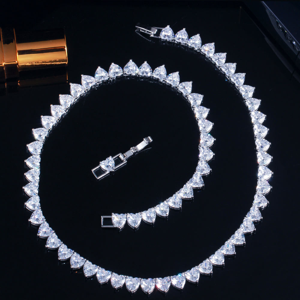 Collier "Cœur de Lumière"  Plaqué Or Blanc