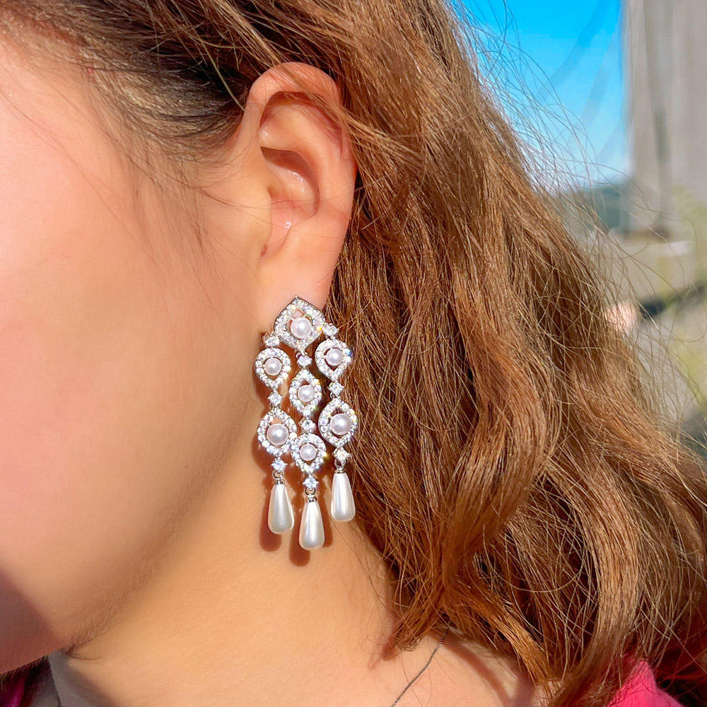 Boucles d'oreilles "Cascade de Perles"