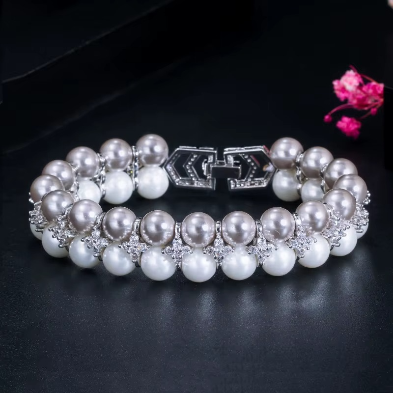 Bracelet Perles & Zircon "Élégance Minérale"