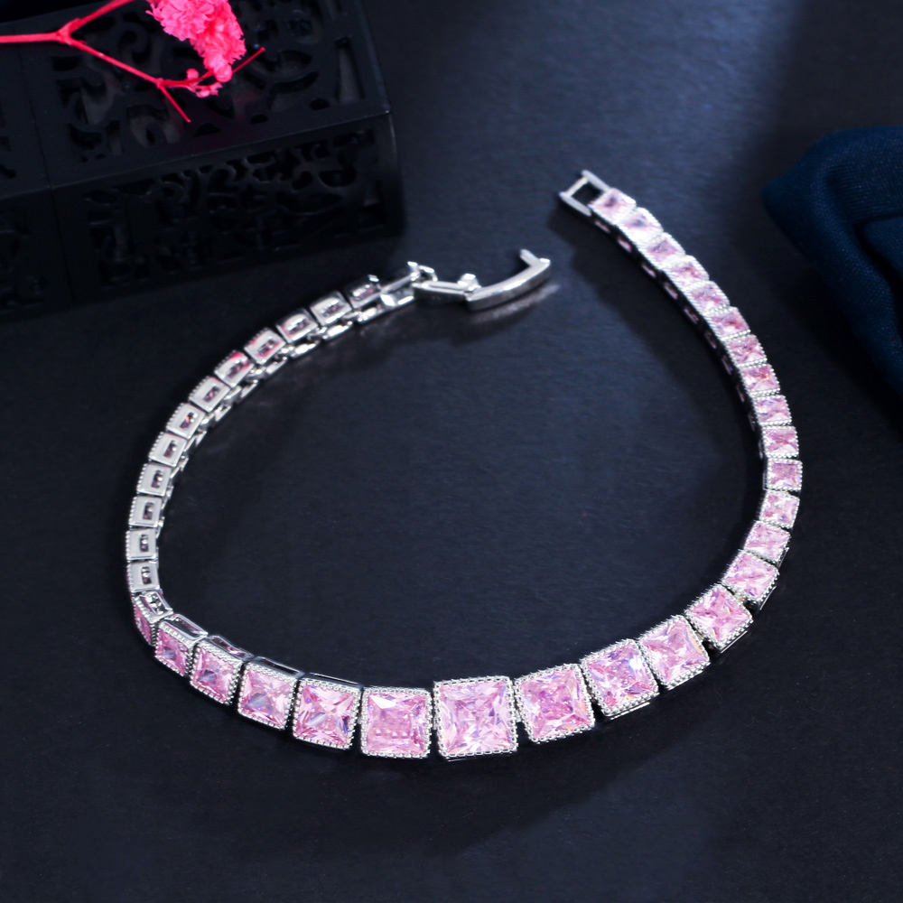 Bracelet "Charme Rose" en Zircon Rose