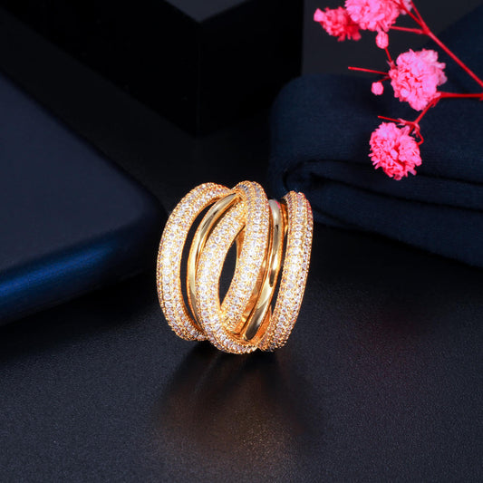 Bague plaqué Or jaune pavé zircon cubique