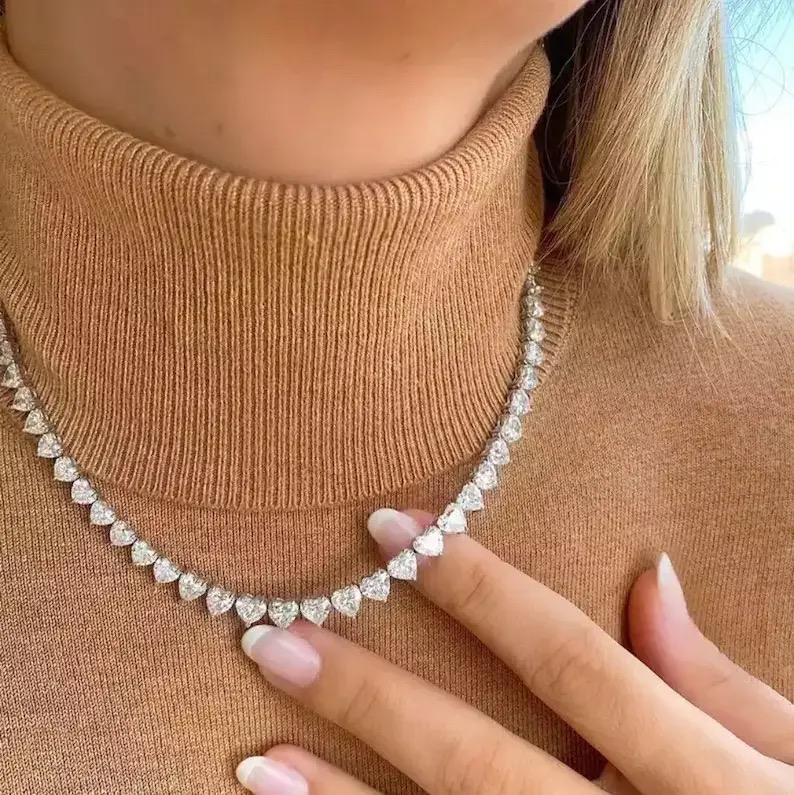 Collier "Cœur de Lumière"  Plaqué Or Blanc