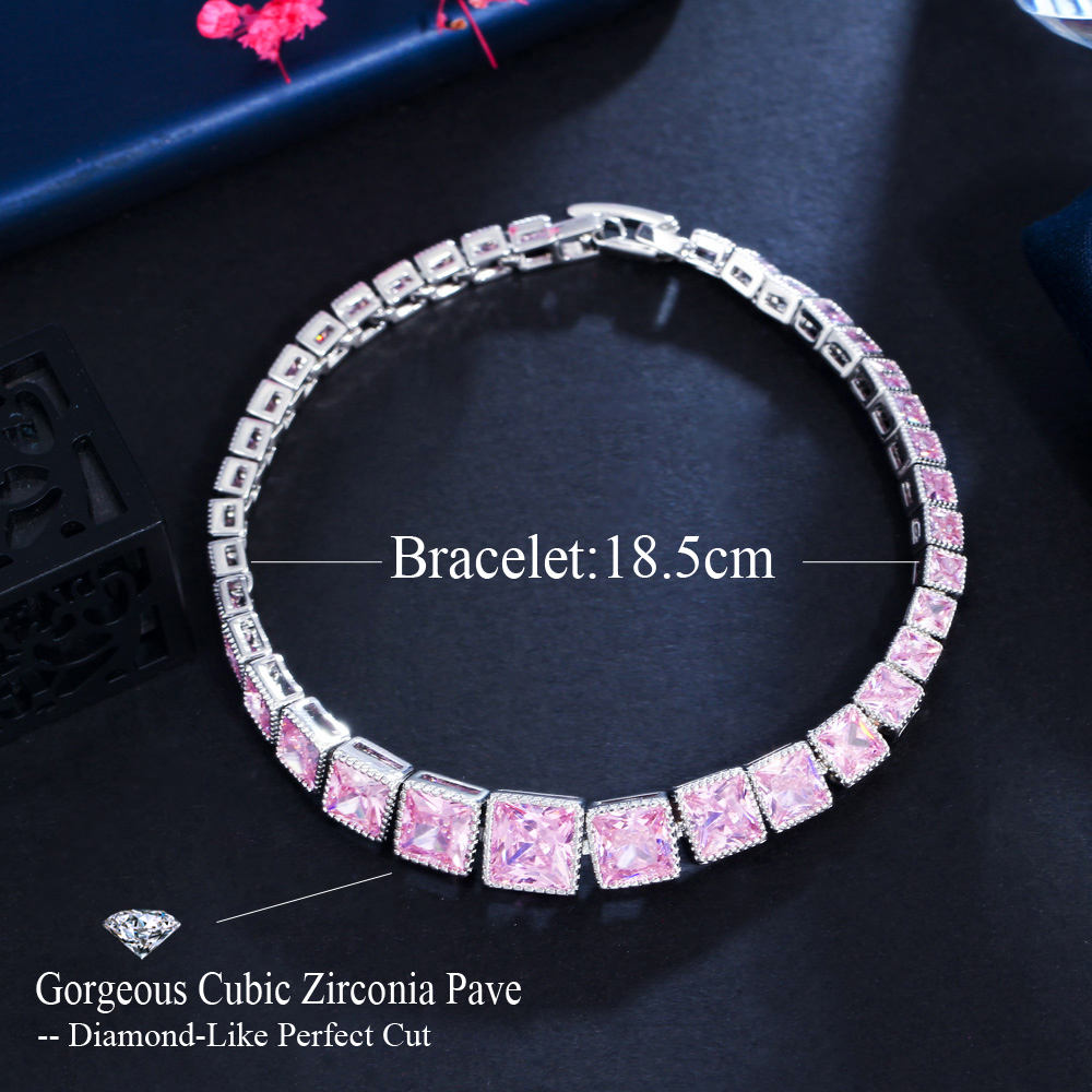 Bracelet "Charme Rose" en Zircon Rose