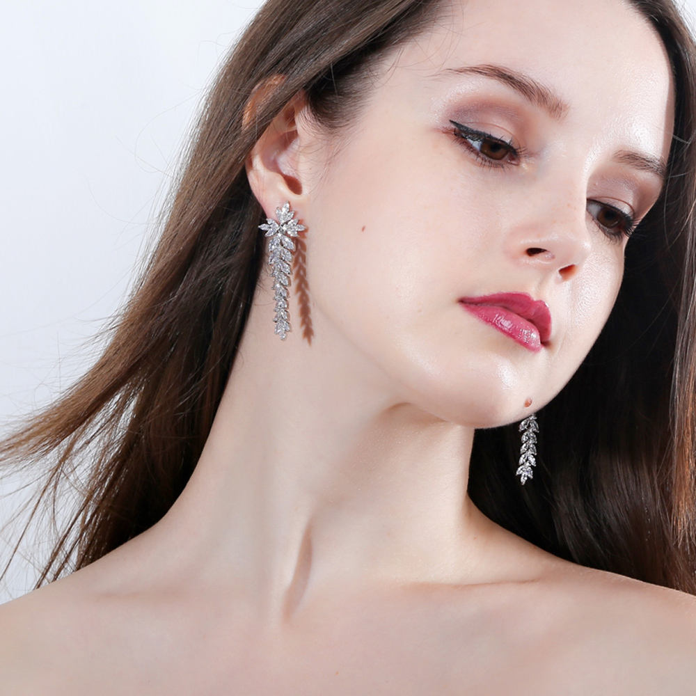 Boucles d'oreilles "Feuille Scintillante"