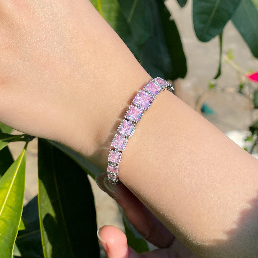 Bracelet "Charme Rose" en Zircon Rose