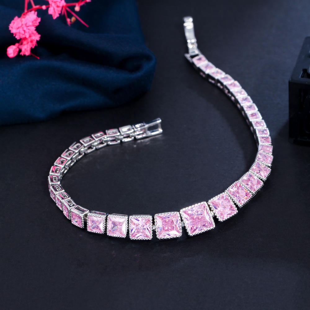 Bracelet "Charme Rose" en Zircon Rose