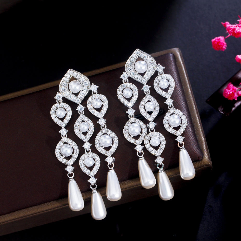 Boucles d'oreilles "Cascade de Perles"