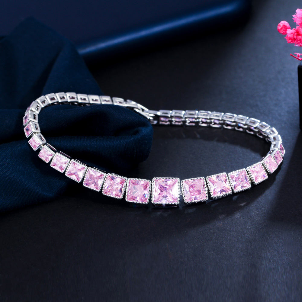 Bracelet "Charme Rose" en Zircon Rose