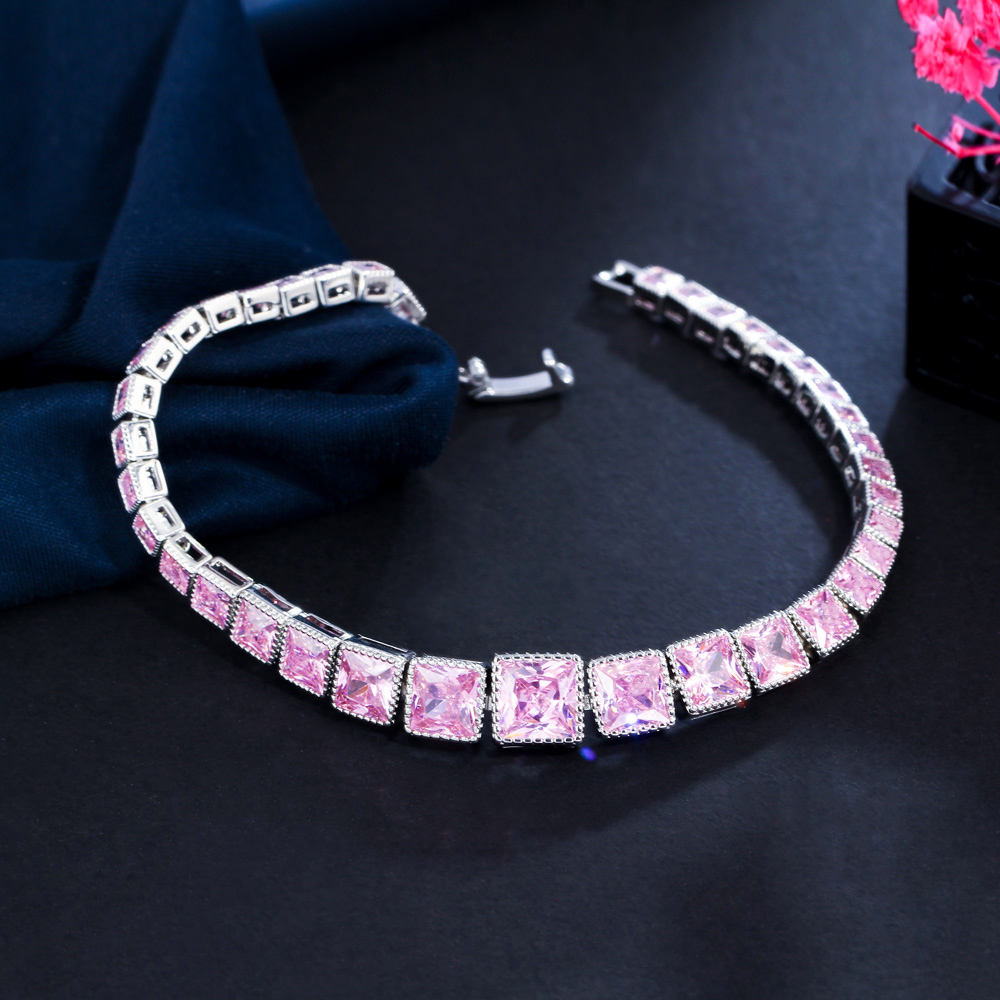 Bracelet "Charme Rose" en Zircon Rose